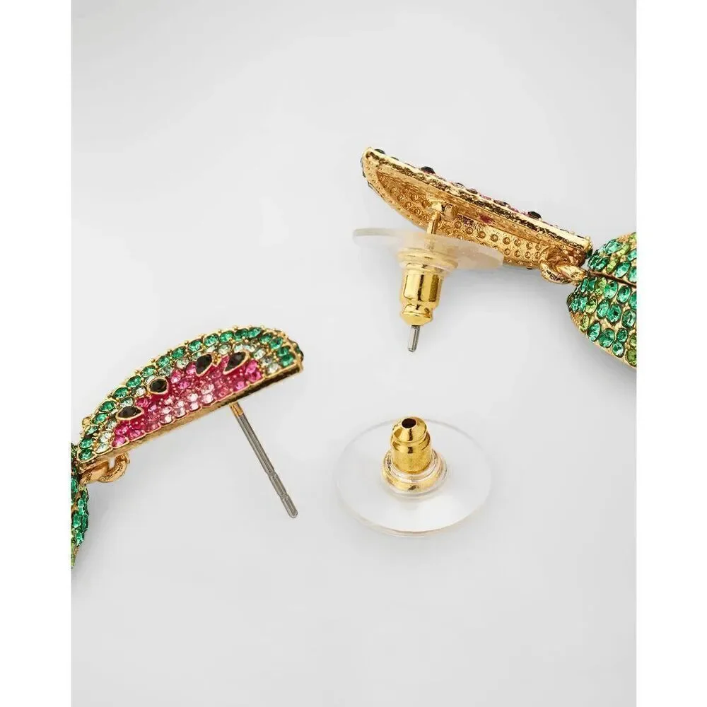 🍉 BAUBLEBAR Crystal Watermelon Slice Drop Statement Earrings NEW IN BOX